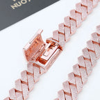 Rose Gold Cuban Chain Necklace Iced Out 15MM