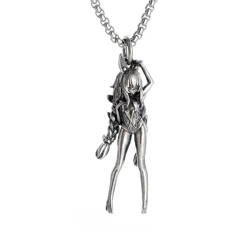 Gothic Succubus Pendant Necklace — Silver