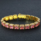 Tennis Chain Necklace Iced Out Pink Princess Cut