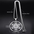 Yoga Hindu Buddhism 7 Chakra Stainless Steel Necklace Sacred Geometry Angel Seal Metatron Symbol Necklace Jewelry