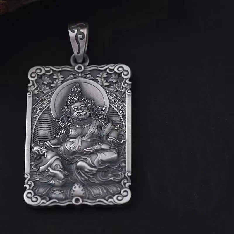 Retro Relief Yellow Jambhala Pendnat Necklace For Men Jewelry Good Luck Wealth Buddha Amulet Male Choker Accessories