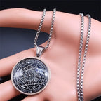Seal of Seven Archangels Medal Stainless Steel Glass Necklace Seal of Solomon Talisman Necklace Protection Jewelry