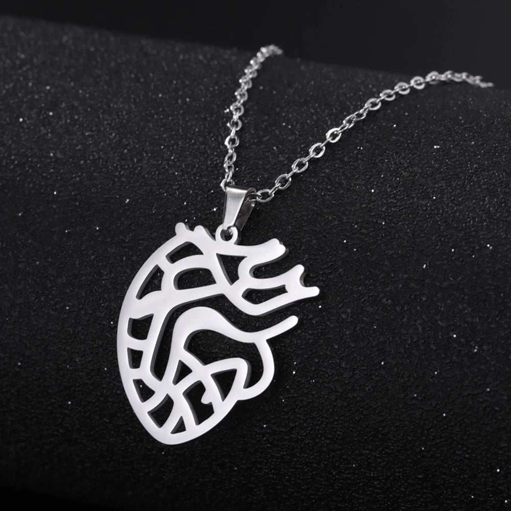 Anatomical Heart Pendant Necklace for Doctors — Stainless Steel