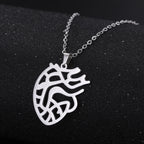 Anatomical Heart Pendant Necklace for Doctors — Stainless Steel