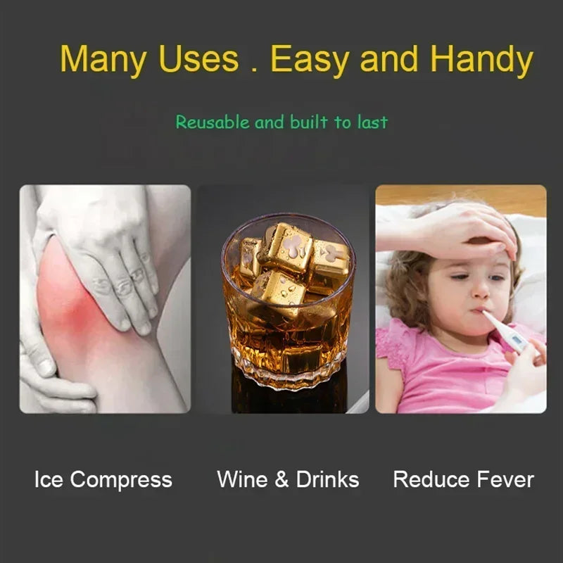 Reusable Whiskey Stones Stainless Steel Ice Cubes Quick-Freeze Wine Cooler Food Grade Metal Pellets Beer Cooler Bar