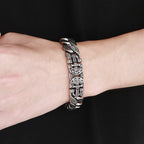 Cross Bracelet for Man Solid Stainless Steel Curb Link Chain Ancient Egyptian Style Wristband Jewelry Gifts Patterned