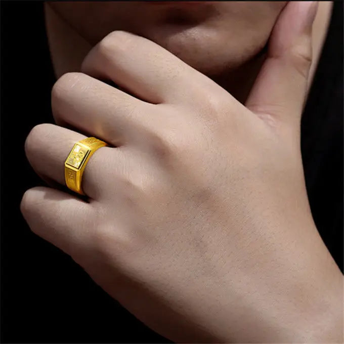 Simple Adjustable Open Ring for Men — Gold-Tone