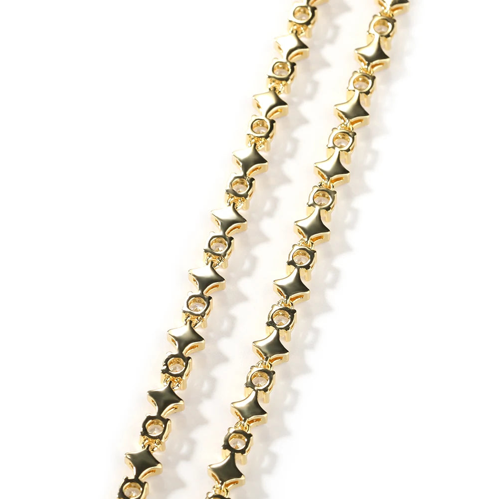 UWIN Iced Shinning Star Tennis Chain Necklace for Women 6mm Prong Setting Cubic Zirconia Chain Choker Fashion Jewelry for Gift