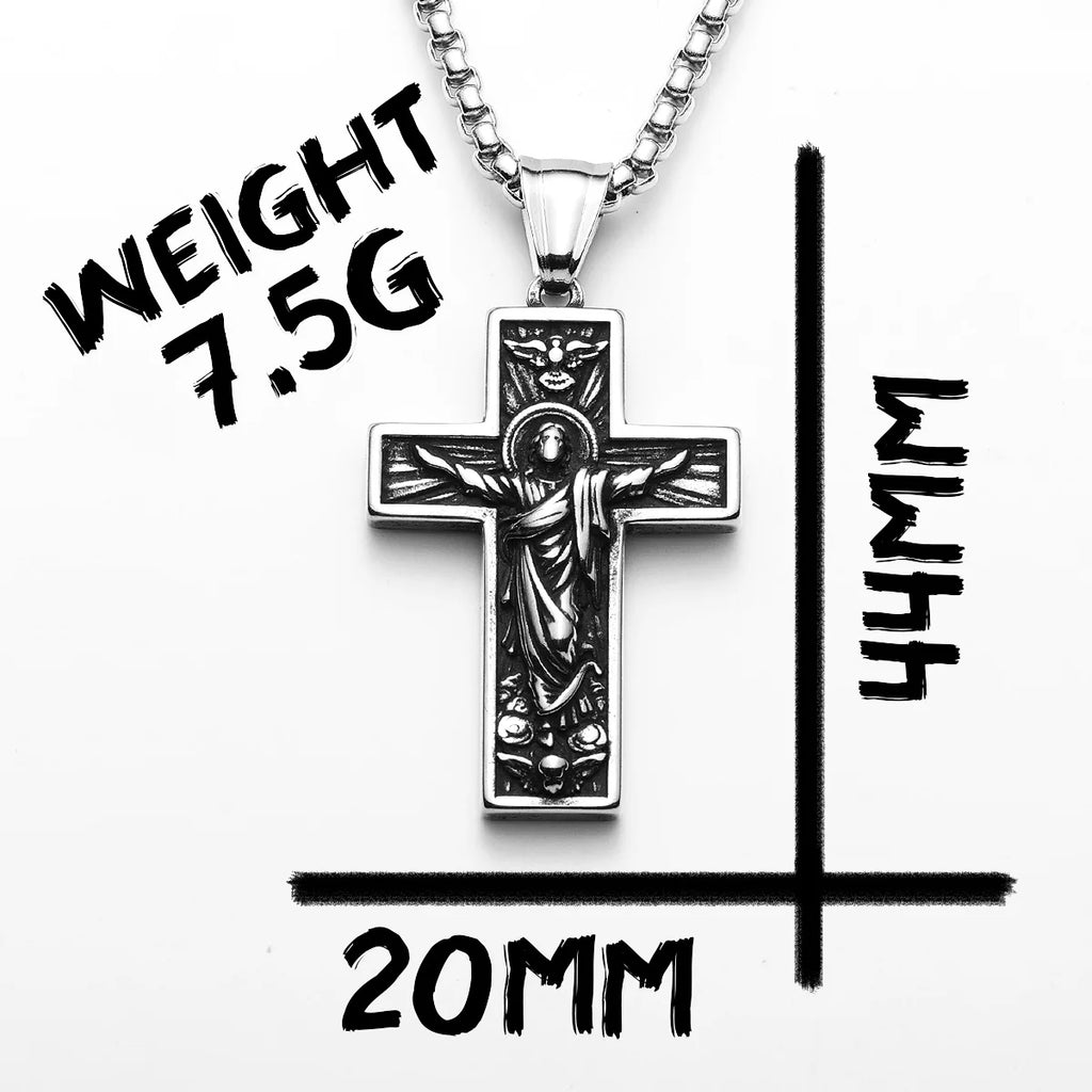 Cross Jesus Pendant Necklace — Stainless Steel