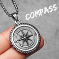 Compass Stainless Steel Pendant Necklace