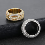 Iced Out Cuban Spinner Ring Stainless Steel