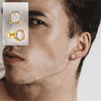 Two-Tone Iced Out Square Stud Earrings Multicolor