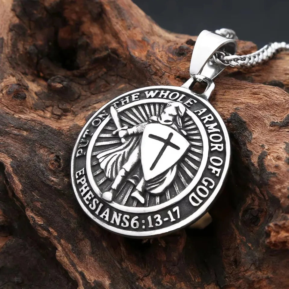 Templar Cross Steel Pendant Vintage Sword Knight