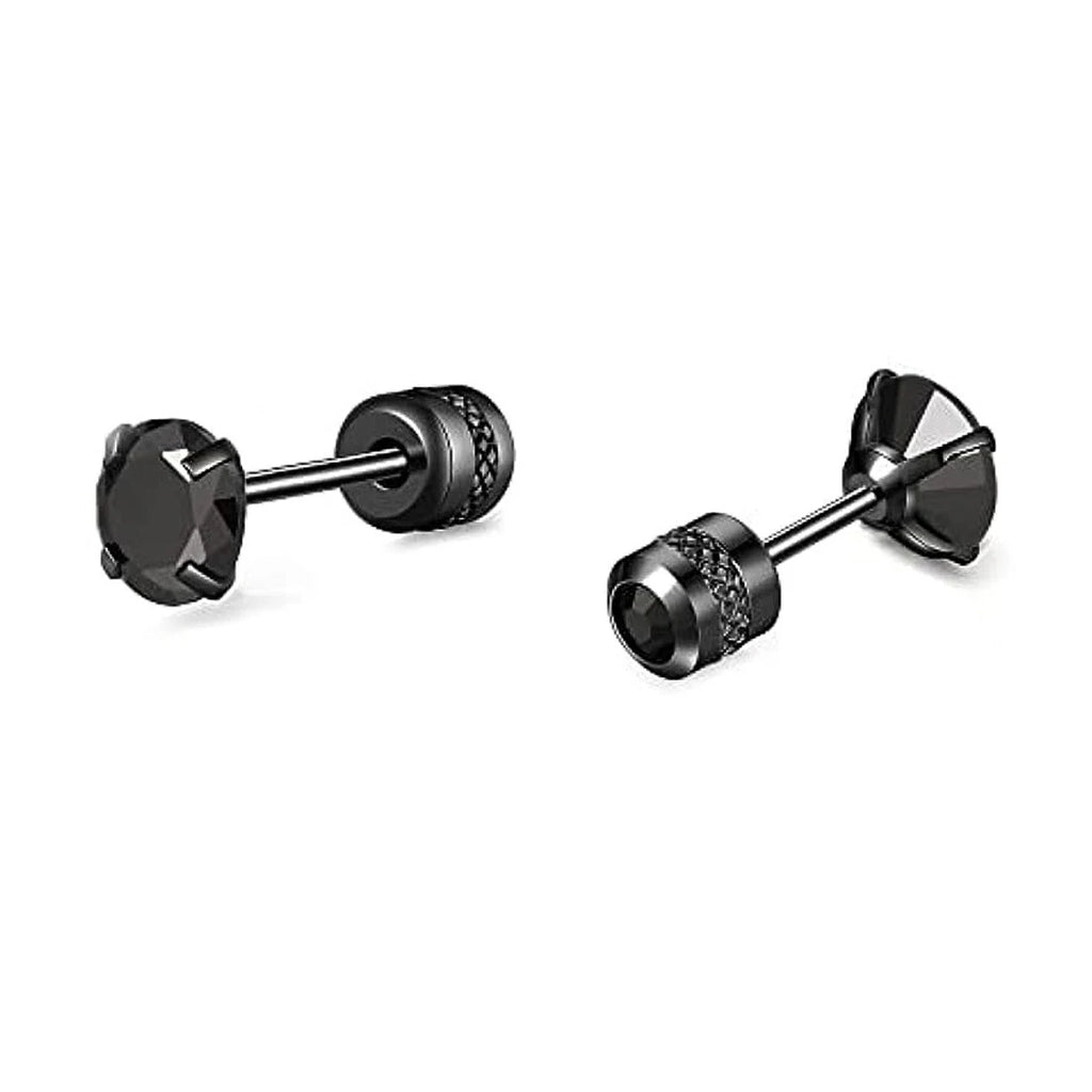 Glamorous Stainless Steel & Zircon Stud Earrings for Men – Hypoallergenic 5-Pairs Set, Durable & Versatile