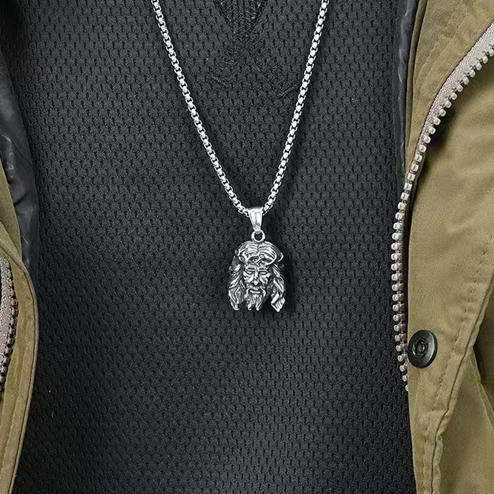 Catholic Vintage Jesus Head Pendant Necklaces For Men Women Fashion Stainless Steel Religious Amulet Jewelry Gifts Dropshipping
