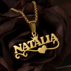 Atoztide 50cm Personalized Custom Names Pendant Necklace Stainless Steel Gold Color Cuban Thick Chain for Men Women Jewelry Gift