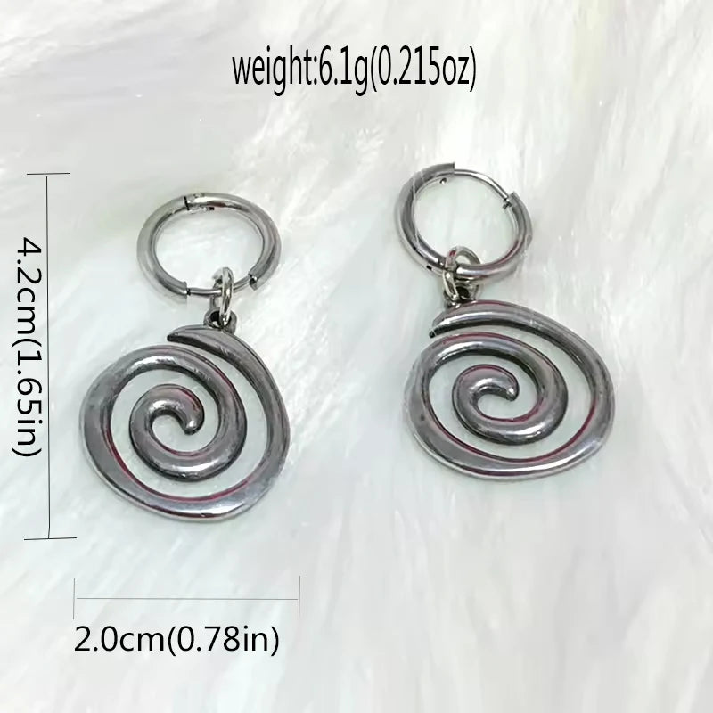 Swirl Hoop Earrings — Stainless Steel