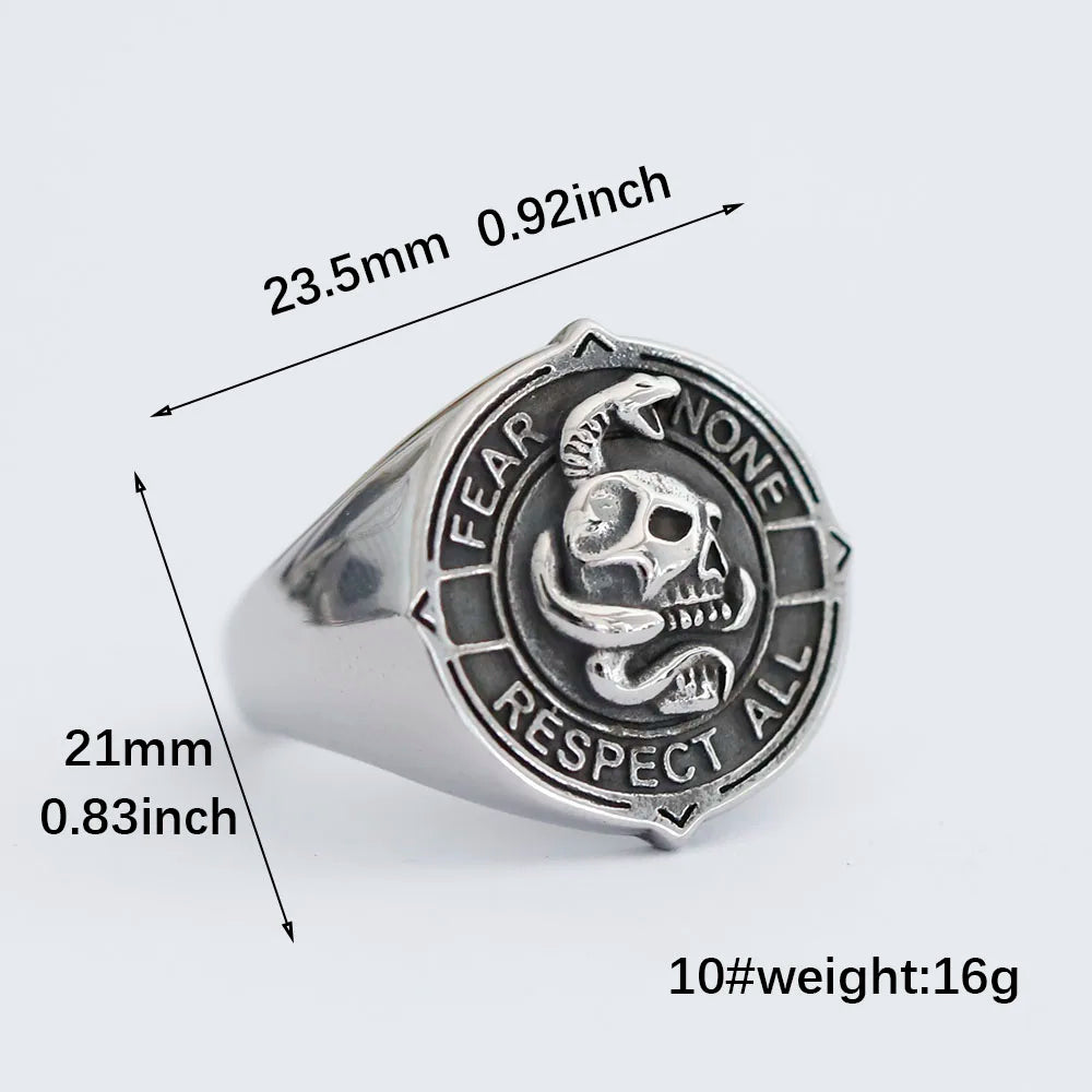 Viking Snake Skull Ring — Stainless Steel Punk