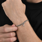 Vnox A-Z Initial Bracelets for Men Women, Never Fade Silver Color Stainless Steel Cuban Chain Bracelet with 26 Letter
