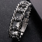 Cool Men‘s Stainless Steel Braided Rope Dragon Bone & Skull Head Bracelet for Man Religious Scripture Bracelets