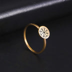 LIKGREAT Vintage Viking Rune Signet Scandinavn Rings for Men Women Vegvisir Compass Ring Circle Norse Helm of Awe Amulet Jewelry