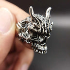 Retro Dark Rakshasa Skull Ring For Men Punk Gothic Rock Hiphop Open Ring Biker Accessories Designer Jewelry Unisex Gift
