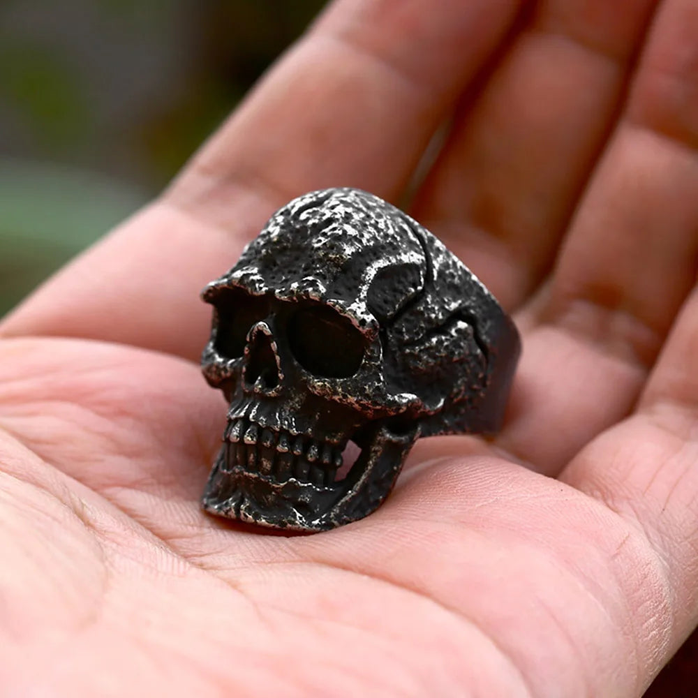 Vintage 316L Stainless Steel Black Skull Ring For Men Boys Gothic Hip Hop Skeleton Rings Fashion Heavy Jewelry Gift Dropshipping