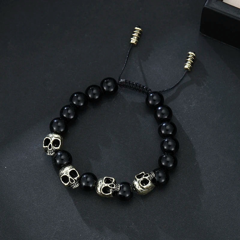 Vintage Gothic Skull Bracelet for Men — Motorcycle Adjustable