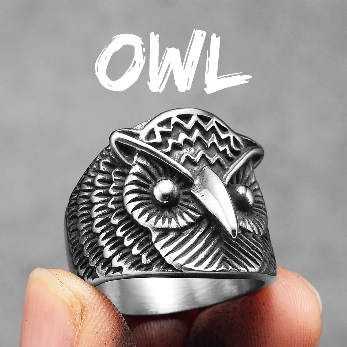 Owl Bird Ring — Stainless Steel