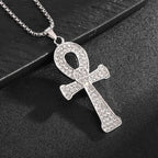 Shining Iced Out Ancient Egyptian God Eye of Horus Cross Pendant Necklace for Men and Women Hip Hop Trendy Amulet