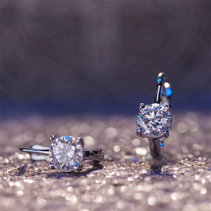 Simple Shiny Zirconia Hoop Earrings — Silver-Tone Daily Wear