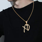 Gold Iced Out XO Pendant Necklace Heart CZ