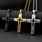 Lord’s Prayer Cross Pendant Necklace — Stainless Steel