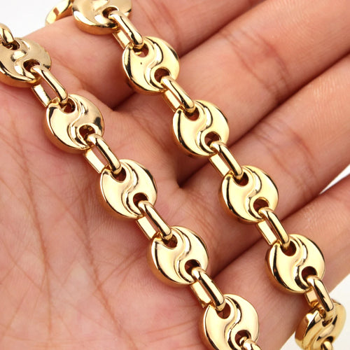 Coffee Bean Chain Necklace 10mm — Gold
