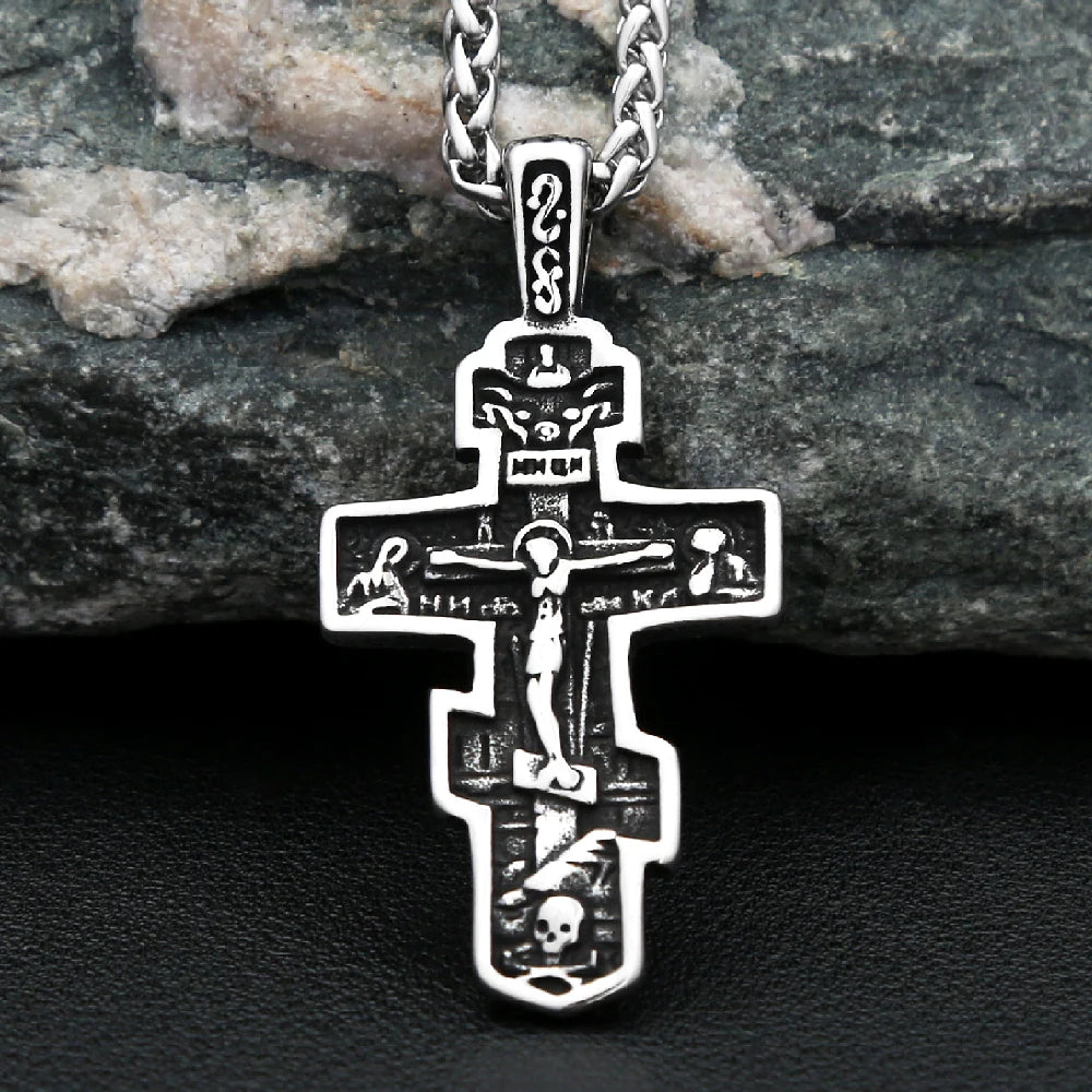 Fashion Stainless Steel Jesus Cross Crucifix Pendant For Men Women Punk Hip Hop Necklace Religion Amulet Jewelry Gifts Wholesale