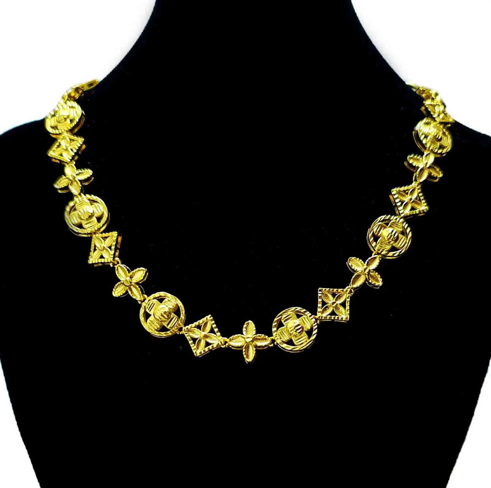 Luxury 24K 9999 Pure Gold real gold INS Wind Lucky Grass Necklace Women's All-match Necklace