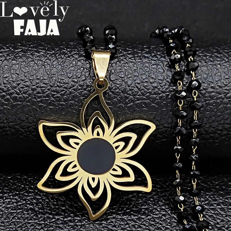Flower Gold Pendant Necklace — Stainless Steel