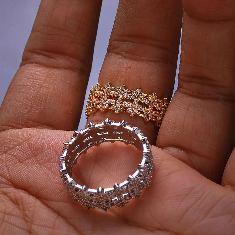 Cross Iced Out Cuban Ring Stainless Steel