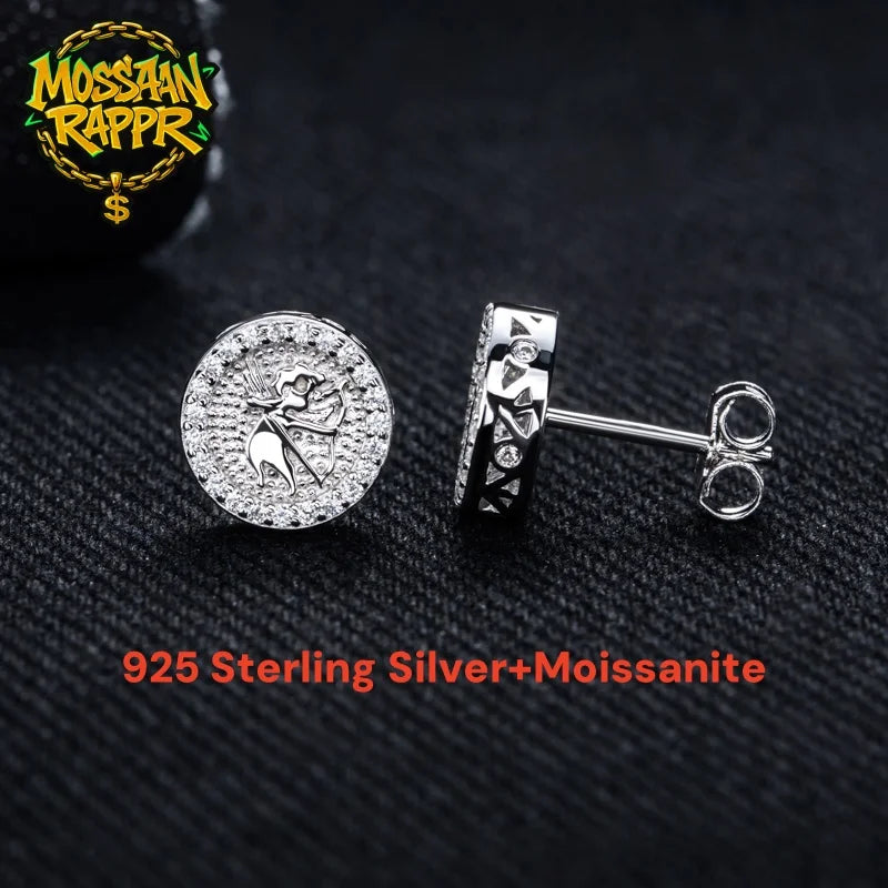 Iced Out Angel Stud Earrings — 925 Silver