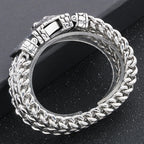 Cool Punk Chinese Loong Dragon Head Bracelet for Man 16MM Width Double Layer Square Franco Chain Bracelets Men's Male