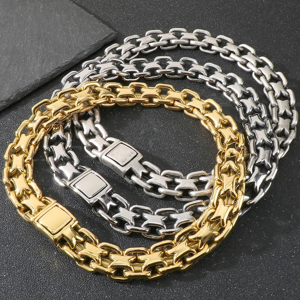 Vintage 50CM Long 20MM Width Choker Necklace Man Solid Polished Matte Stainless Steel Link Chain Necklaces for Men Male