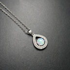 Opal Stone Pendant Necklace — Round 7mm Cabochon