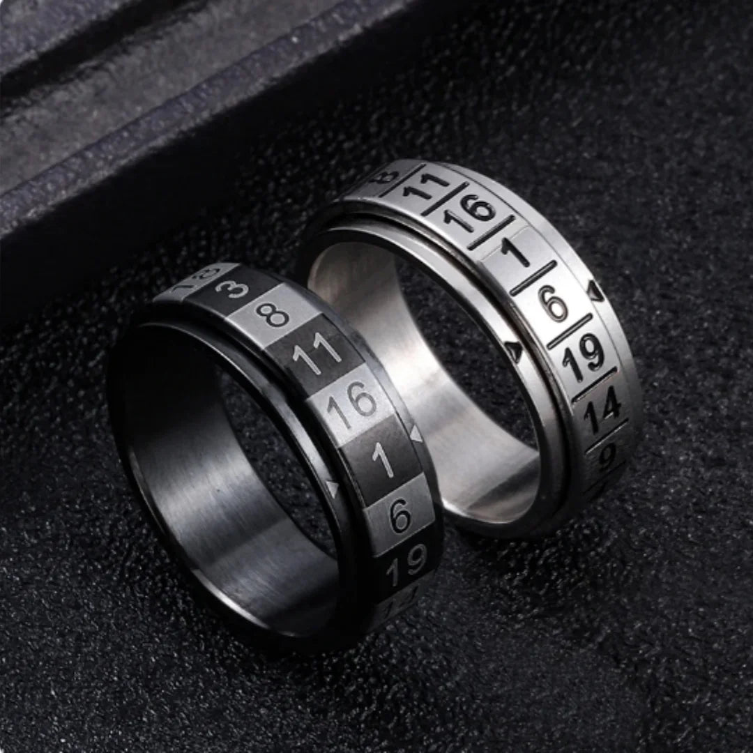 Rotatable Arabic Numeral Ring — Anti-Anxiety, Stainless Steel