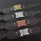 Trendy Totem Design Six-pointed Star Bracelet Men's Bracelet New Fashion Leather Woven Viking Accessorie Party Jewelry Wholesale