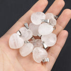 5pc Natural Stone Pendant Heart Clear Quartz Healing Crystals Stone Charms For Jewelry Making DIY Necklaces