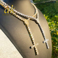 Aokaishen Tennis chain Necklace Choker Cross Drip for Men 5A Prong Setting Cubic Zirconia Copper Gold Plated Hip Hop Jewelry