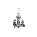 Viking Thor Hammer Wolf Pendant — Stainless Steel