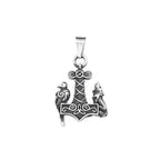 Viking Thor Hammer Wolf Pendant — Stainless Steel