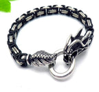 Dragon Head Byzantine Double Link Bracelet — Stainless Steel