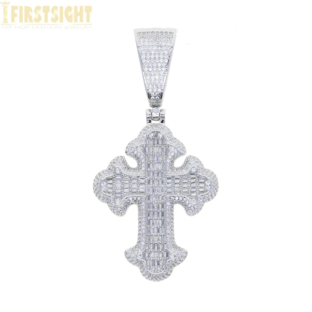 2025 New Hip Hop Cross Pendant Necklace Gold Color Iced Out Bling CZ Cubic Zirconia Variety Designs Charm Men Women Jewelry